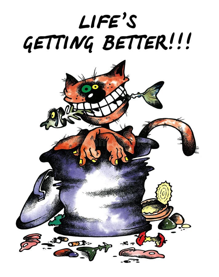 The cat in garbage bin stock vector. Illustration of tramp 15073224