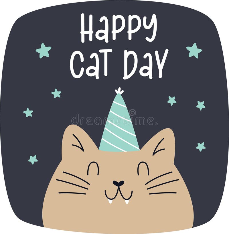 Happy Cats Day Sticker stock vector. Illustration of funny 293787224
