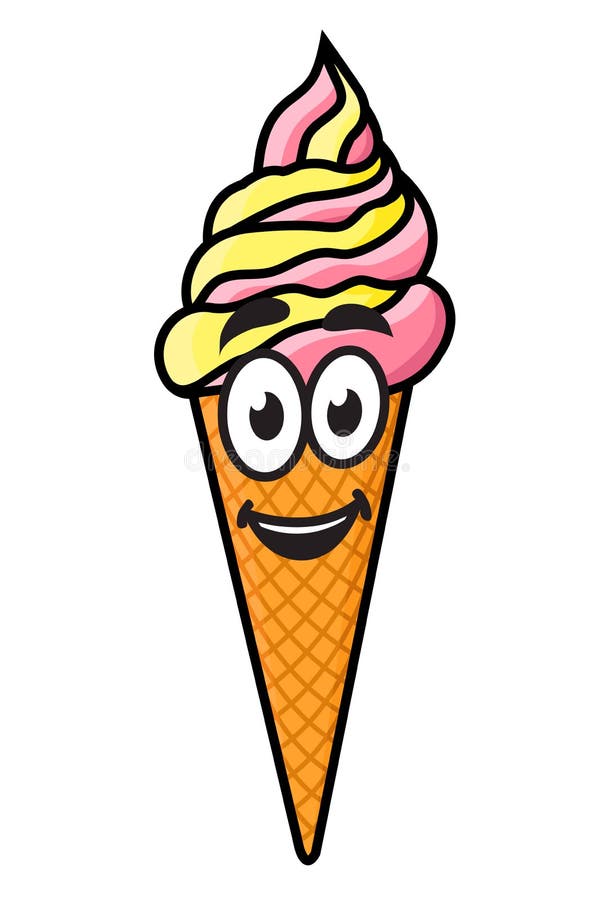 Happy Cheeky Cartoon Ice Cream Cone Stock Vector ...