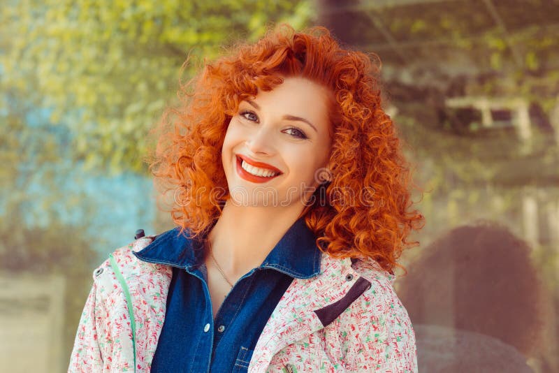 800px x 533px - Happy Cheerful Young Woman with Curly Redhead Ginger Hair Rejoicing at  Positive News Stock Photo - Image of face, curls: 129594666