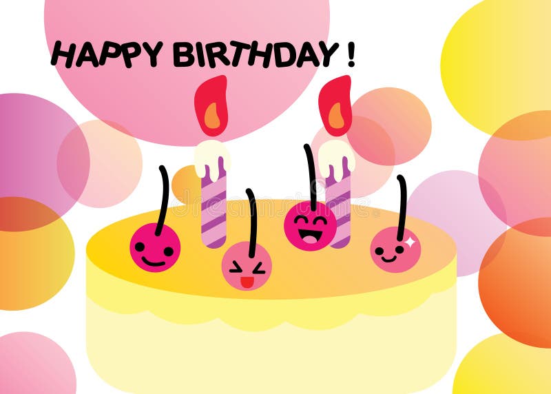 Happy Cherry Birthday Illustration Stock Illustration - Illustration of