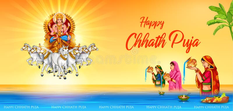 Free Vector  Happy chhath puja festival holiday card background