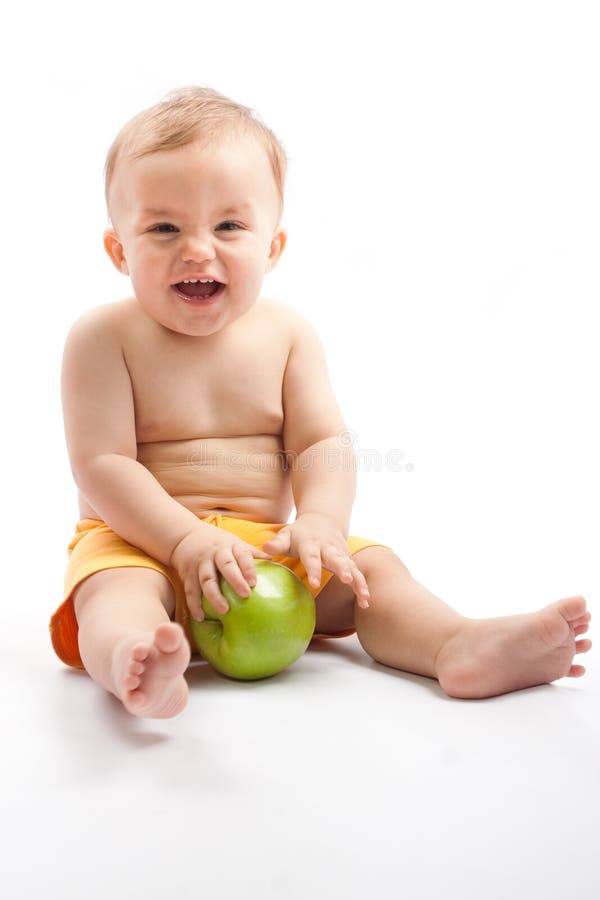 Happy child with apple