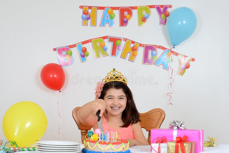 Happy Child Cutting Birthday Cake Stock Photo Image of holiday