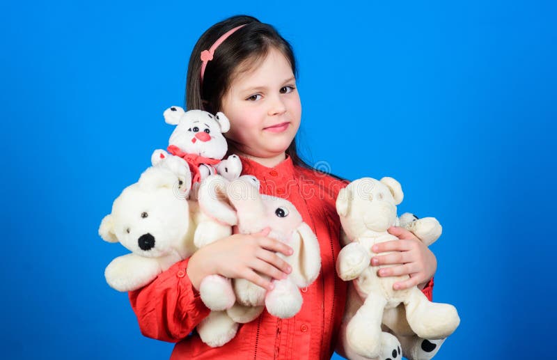 Happy childhood. Birthday. child at home. toy shop. childrens day. Best friend. little girl playing in playroom. hugging teddy bear. toys for kid. small girl with soft bear toy. Always happy together.