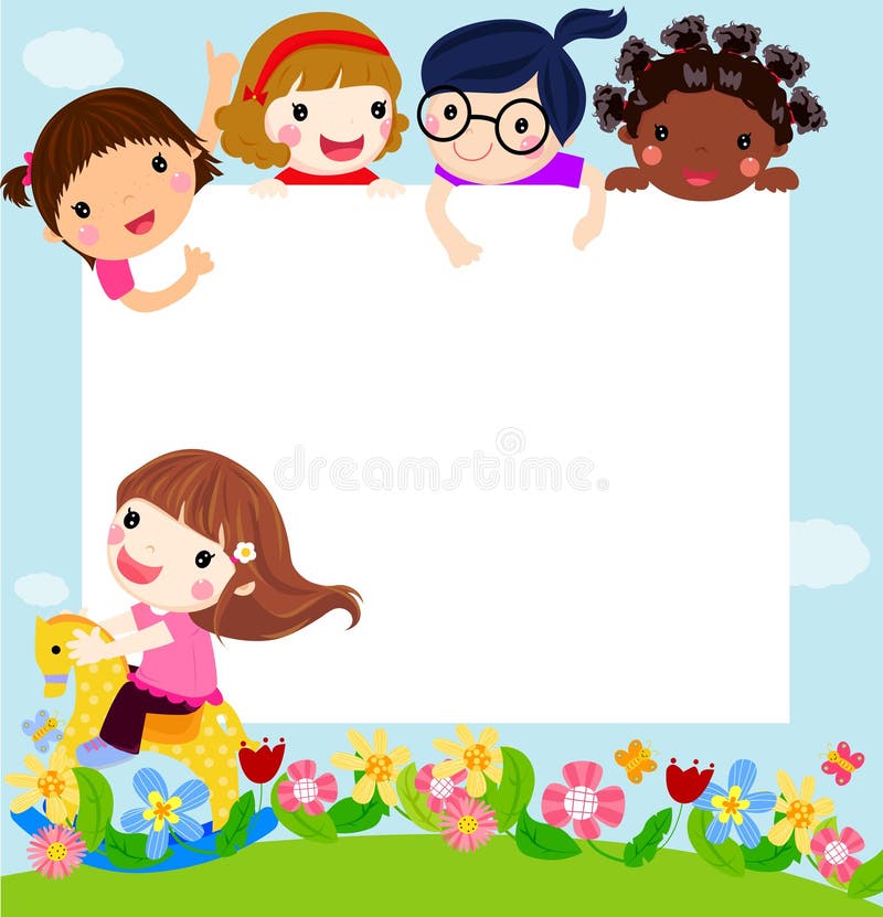Happy Children and banner stock vector. Illustration of background ...