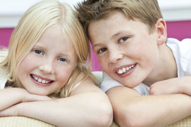 Happy Children Brother and Sister at Home stock image Happy Children Brother and Sister at Home stock image