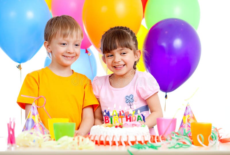 Happy children celebrating birthday party