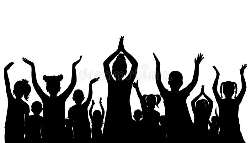 Happy children crowd, silhouette.Cheerful kids on party, holiday and etc. Vector illustration royalty free illustration Happy children crowd, silhouette.Cheerful kids on party, holiday and etc. Vector illustration royalty free illustration