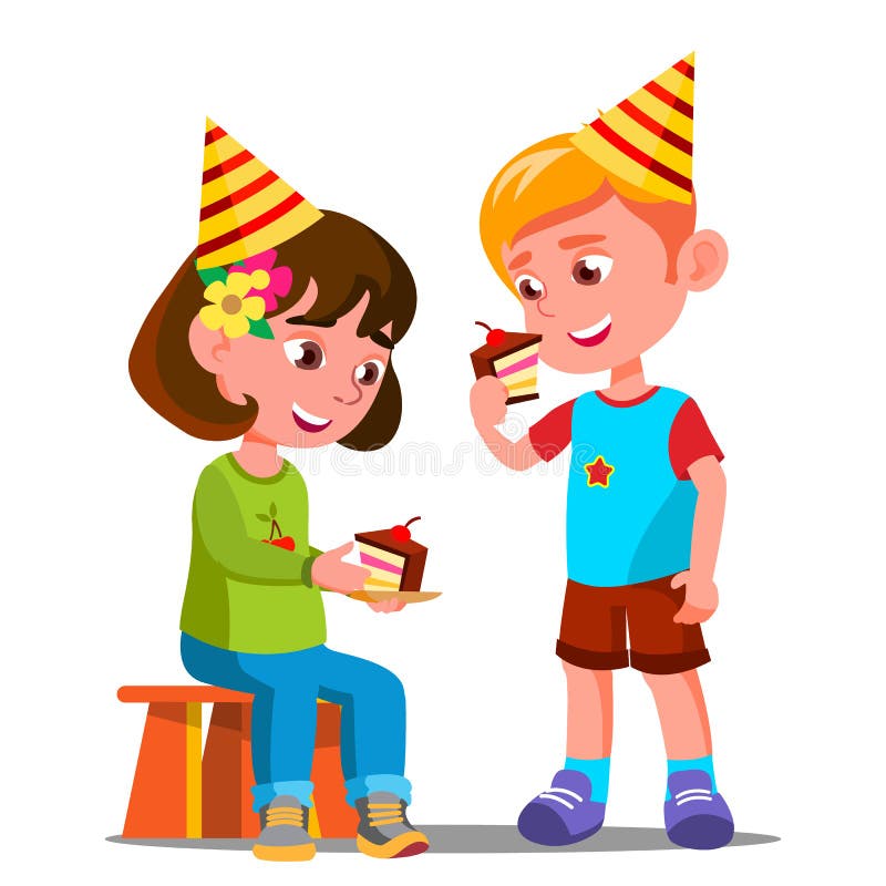 Boy Eating Cake | RetroClipArt.com