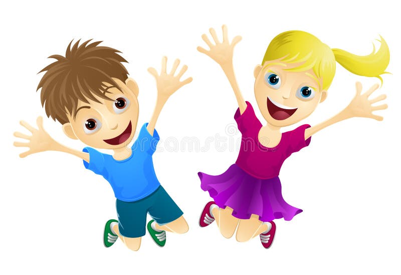 Happy children jumping in the air royalty free illustration