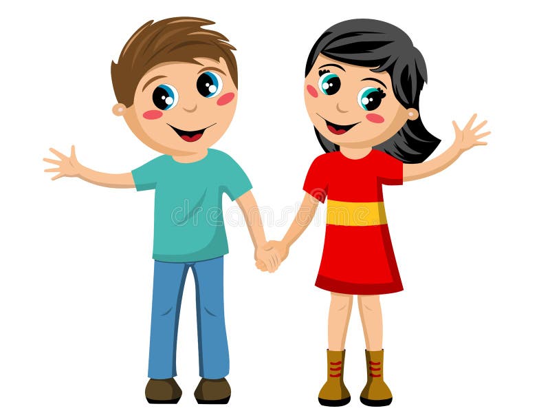 Happy Children kids hand in hand isolated royalty free illustration