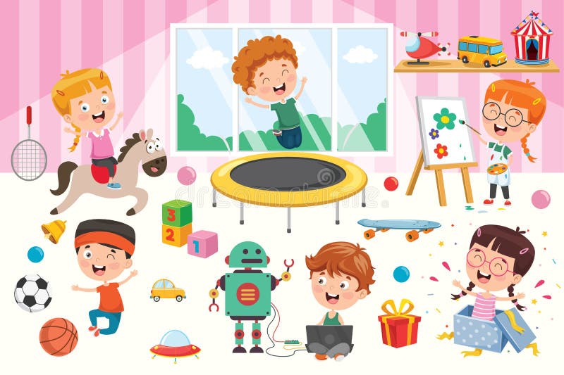 kid playing with toys clipart images