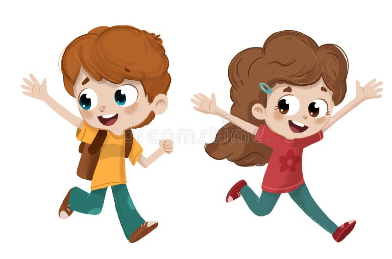 Happy children running royalty free illustration Happy children running royalty free illustration