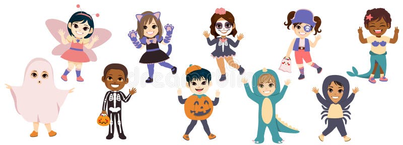 Children Wearing Halloween Costumes