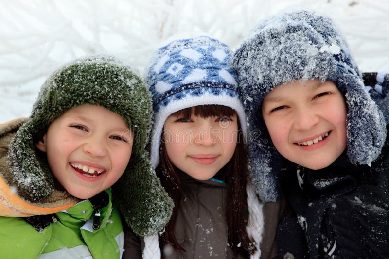 Happy children in winter