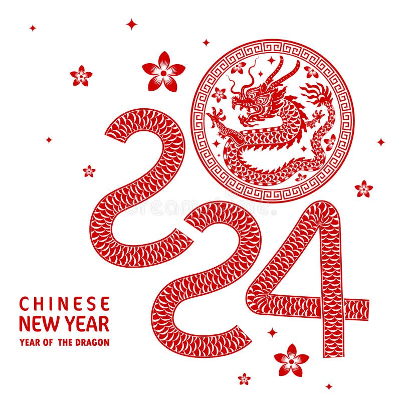 Happy Chinese New Year 2024 Year of the Chinese Dragon Zodiac Stock