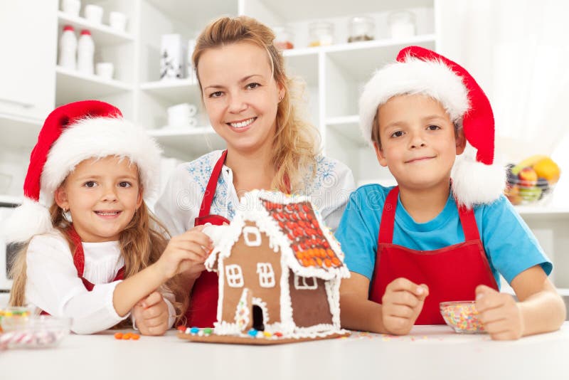 Happy christmas family in the kitchen