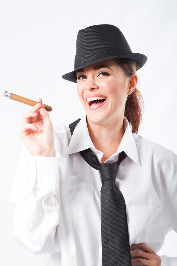 Happy cigar woman stock photo. Image of fashion, beautiful - 15405118