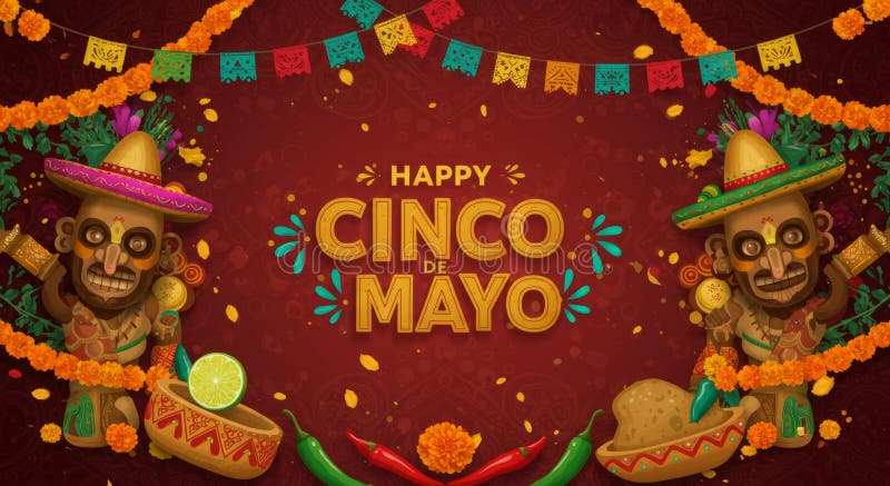 Happy Cinco de Mayo Festive Monkey Ilustrație stock illustration