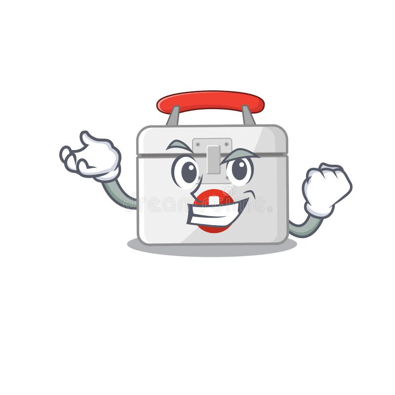 Happy confident Successful first aid kit cartoon character style vector illustration