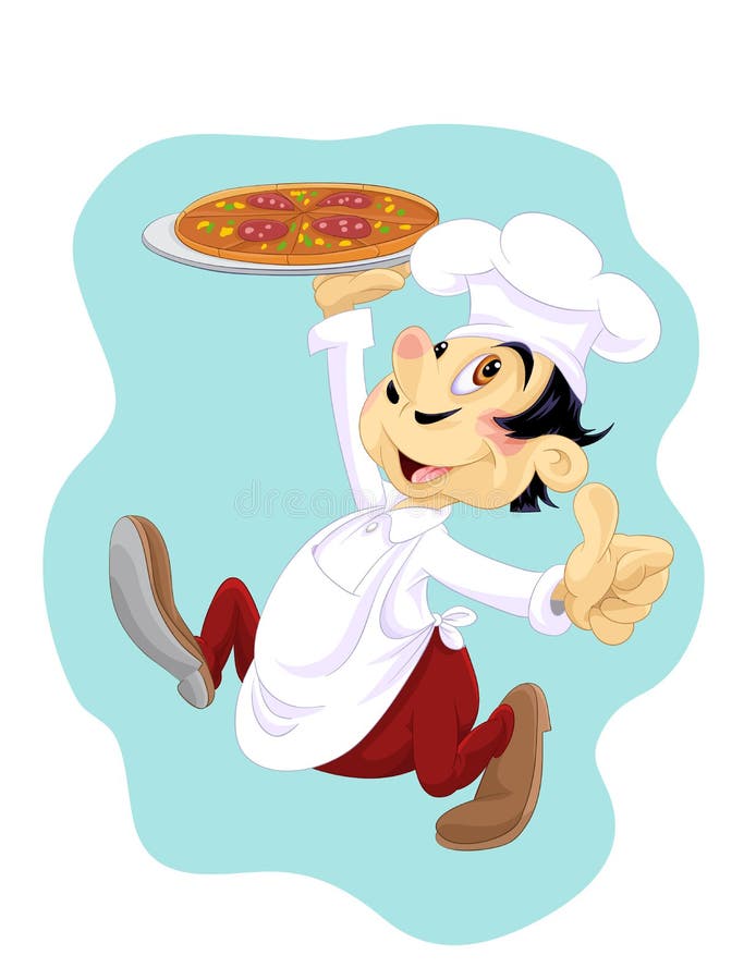 Cartoon pizza running stock illustration. Illustration of food 34733683