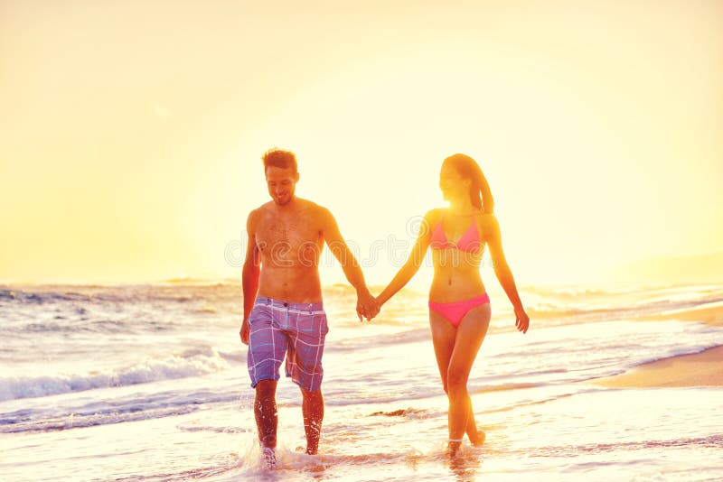 Happy couple on beach vacations