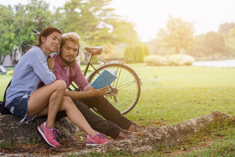 Happy couple in the garden stock photo. Image of portrait - 104553998