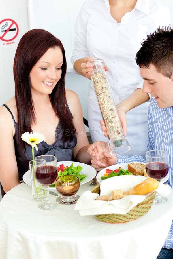 Happy Couple Having Dinner at the Restaurant Stock Image - Image of