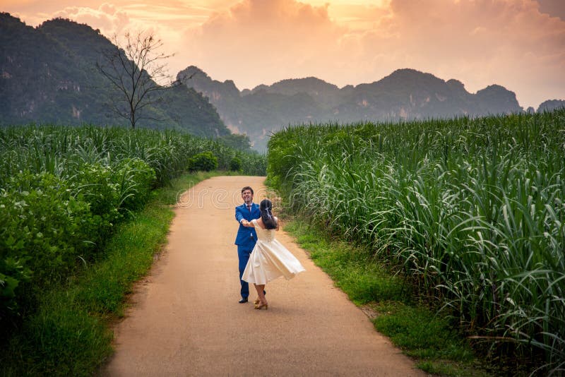 Happy couple having fun in the field at sunset royalty free stock photo Happy couple having fun in the field at sunset royalty free stock photo