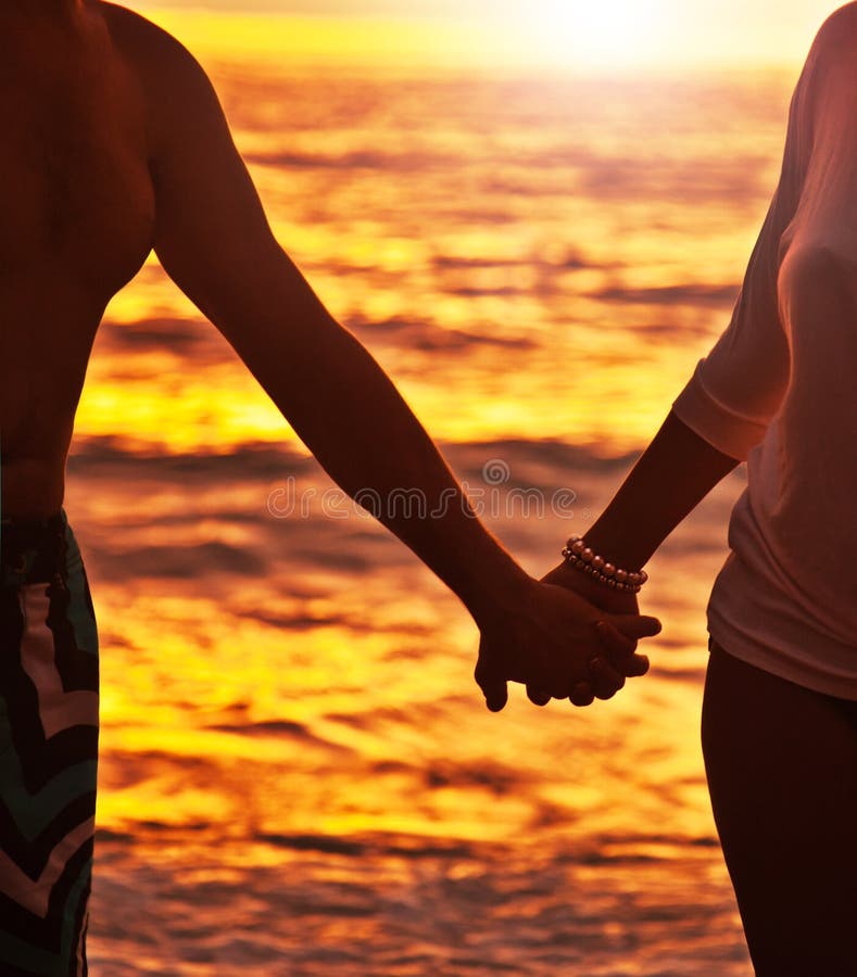 Love Romantic Couple Holding Hands Beach Sunset Stock Image Image Of Happy Husband 32841651