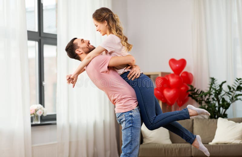 Happy Couple at Home on Valentines Day Stock Photo - Image of woman,  romantic: 134106724