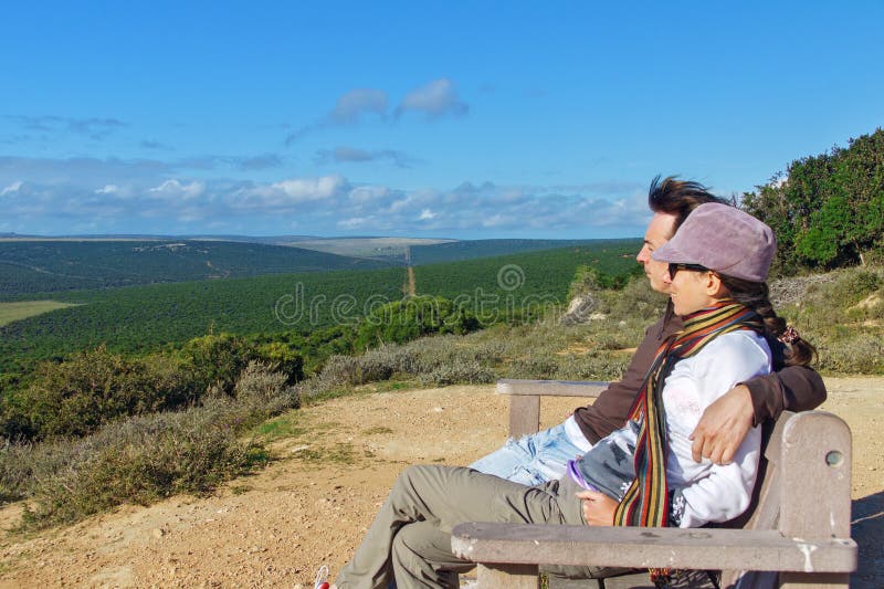 Happy couple looking at beautiful view