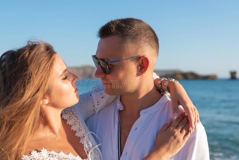 Happy Couple In Love On The Beach Summer Vacations Stock Image Image