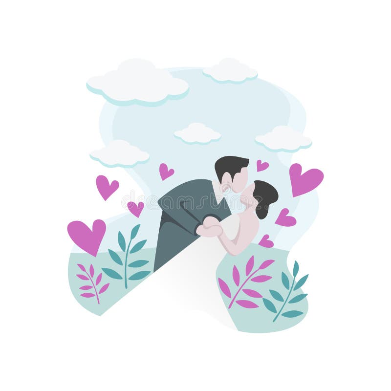 Continuous Line Drawing of Romantic Couple in Weeding Dress Vector  Illustration with Love Text Stock Vector - Illustration of dress, beauty:  136347937