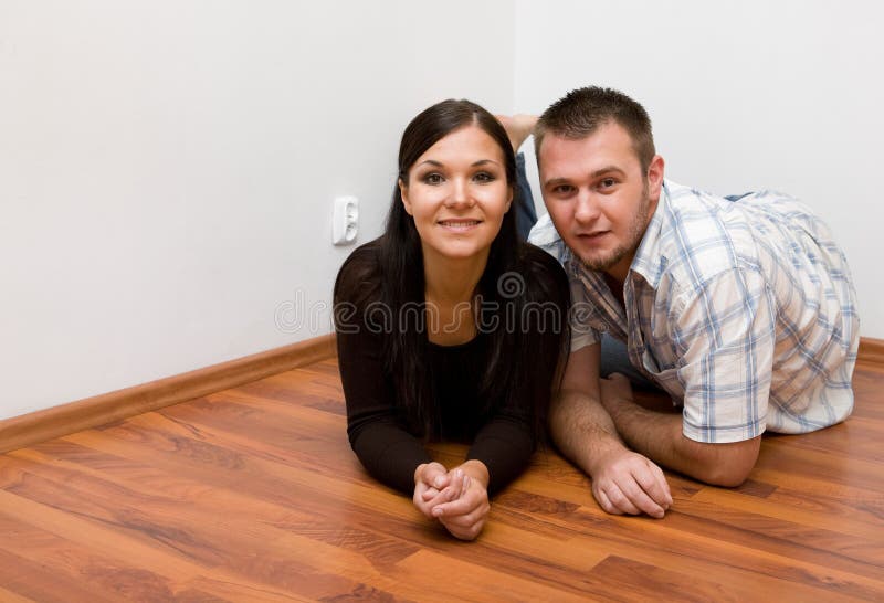 Happy couple at new home