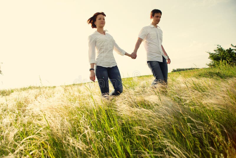 Happy couple outdoor, summertime stock image Happy couple outdoor, summertime stock image