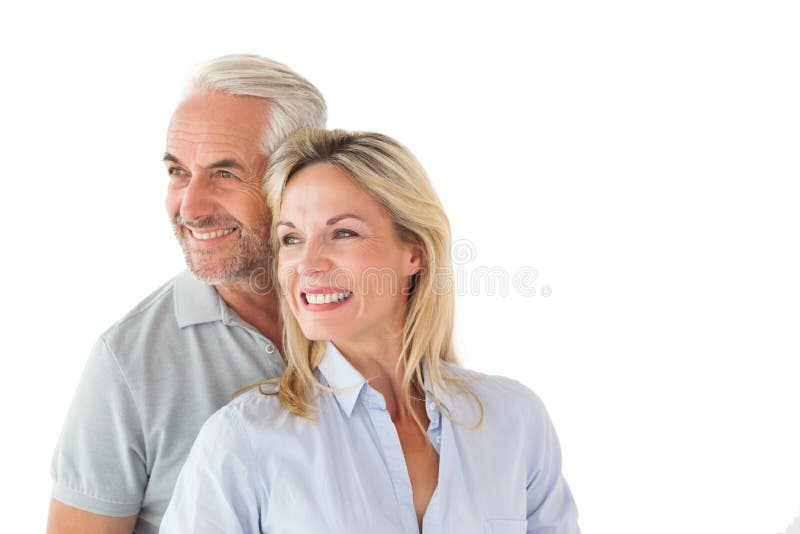 Happy couple smiling and embracing on white background. Cut smiling stock images, royalty-free photos and pictures