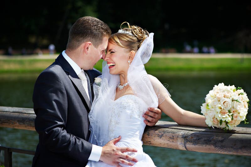 Happy couple at a wedding walk