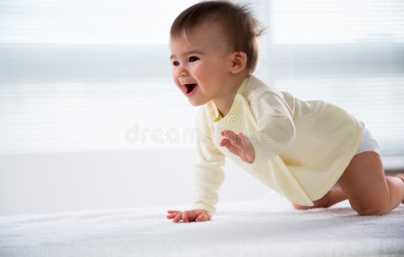 Little Girl Crawling Hands Knees Stock Photos Free & RoyaltyFree