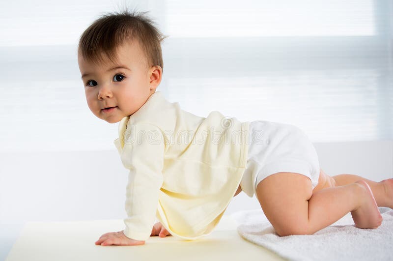 Little Girl Crawling Hands Knees Stock Photos Free & RoyaltyFree