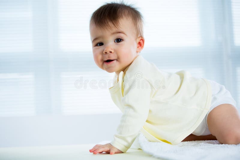 Little Girl Crawling Hands Knees Stock Photos Free & RoyaltyFree