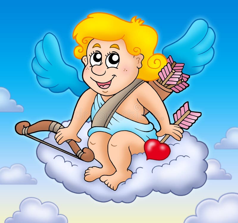 Happy Cupid on sky