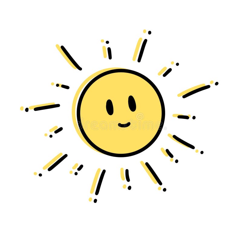 Happy Cute Cartoon Yellow Sun, Summer Spring Heat Light Stock ...