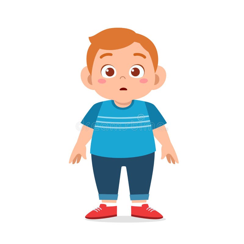 Happy Cute Fat Unhealthy Kid Boy Standing Stock Vector - Illustration of  cute, cartoon: 164705973