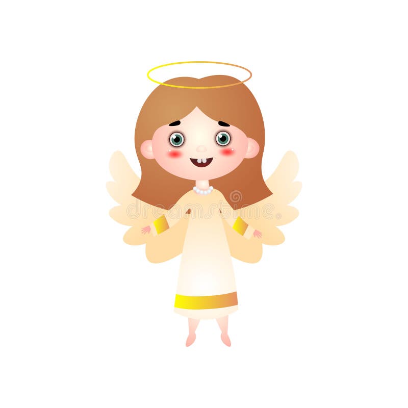 Happy Cute Girl in Angel Costume, Ready for Holiday Stock Vector ...