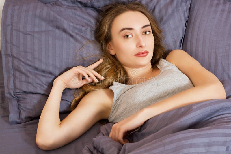 Happy Cute Girl In Bed In Her Bedroom Stock Image Image Of Dismayed Fresh 157573437