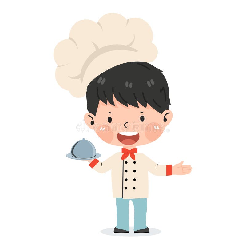 Happy Cute Kid Boy in Chef Costume Stock Vector - Illustration of young ...