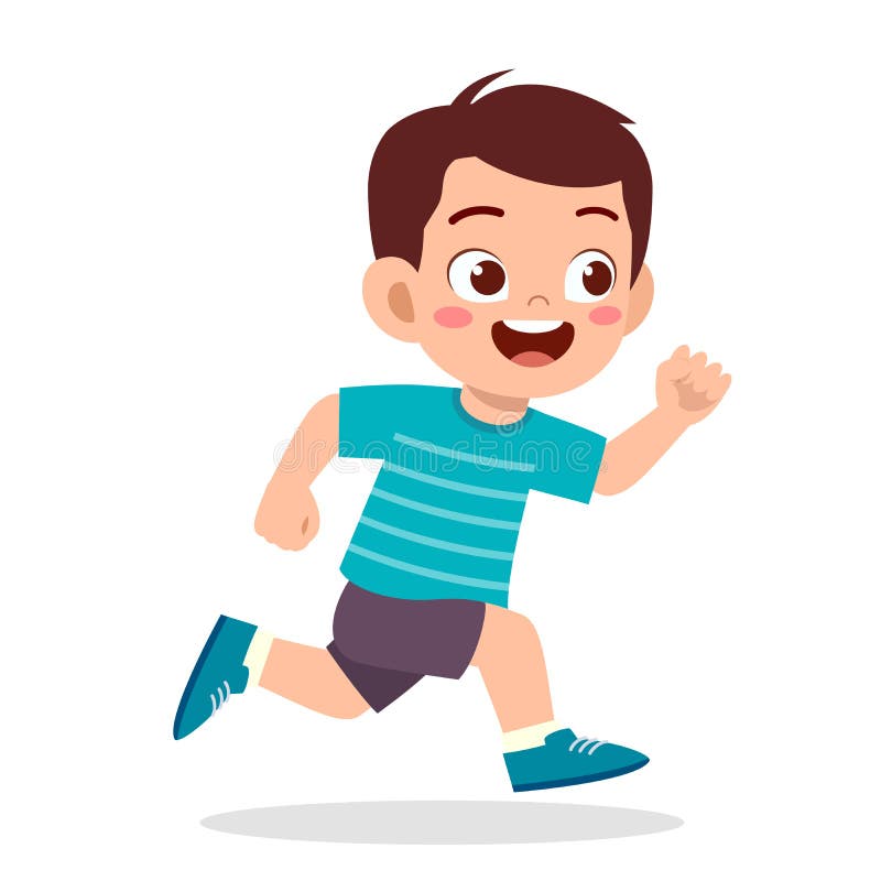 happy cute little boy running so fast