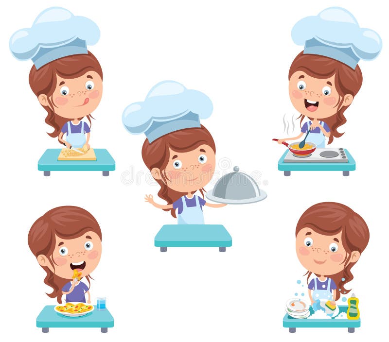 Happy Cute Little Chef Cooking royalty free illustration